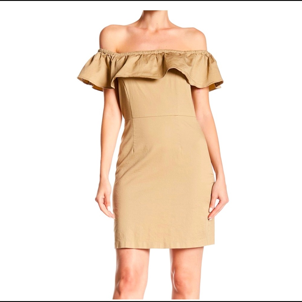 1. State Sand Womens Ruffled Popover Sheath Dress